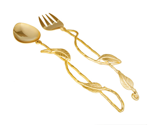 12”L Set Of 2 Salad Servers Gold