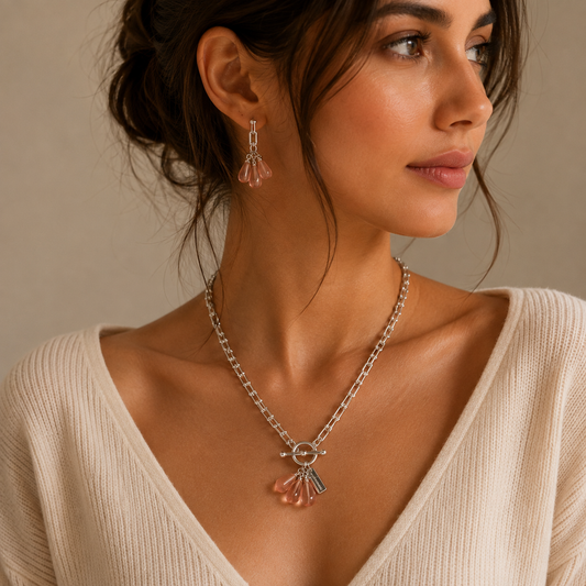 Pomegranate Seeds Necklace in Silver Chain