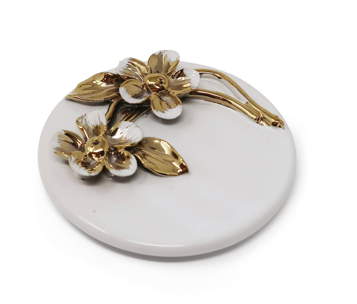 Gold Decorative Candle With Flower Design Lid: Gold Lid