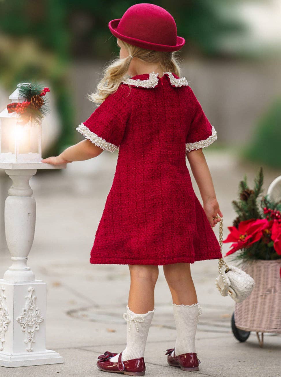 Cozy Meets Chic Burgundy Tweed Dress: Burgundy