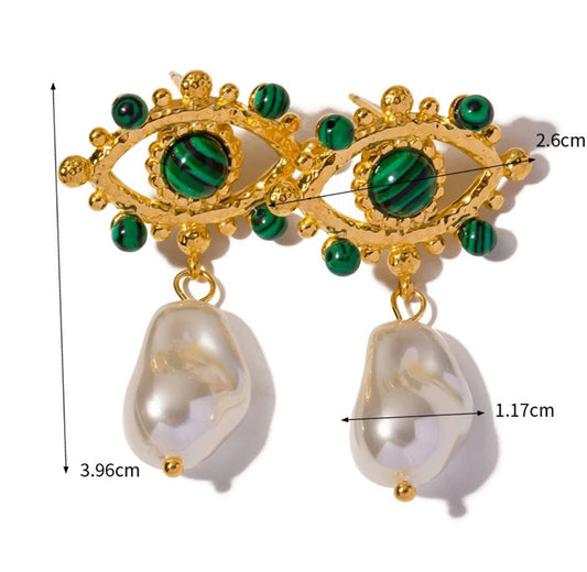 Evil Eye Earrings: Agate, Turquoise, Pearl