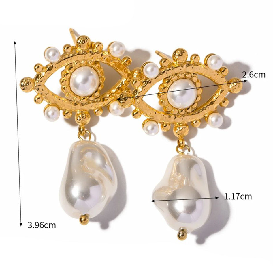 Evil Eye Earrings: Agate, Turquoise, Pearl