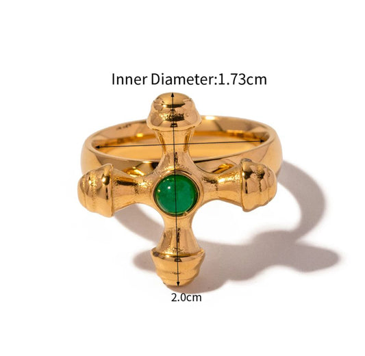 Agate Elegance Greek Cross Ring