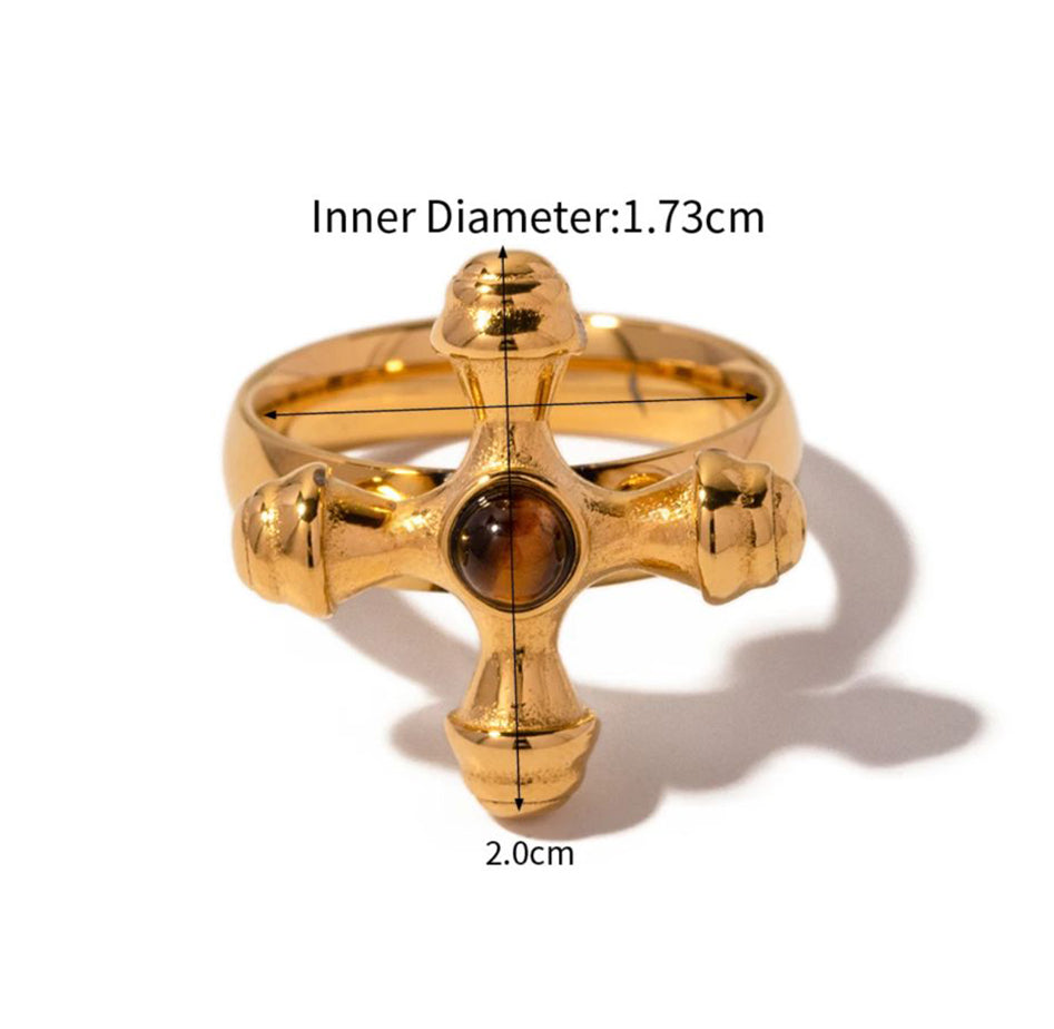 Agate Elegance Greek Cross Ring