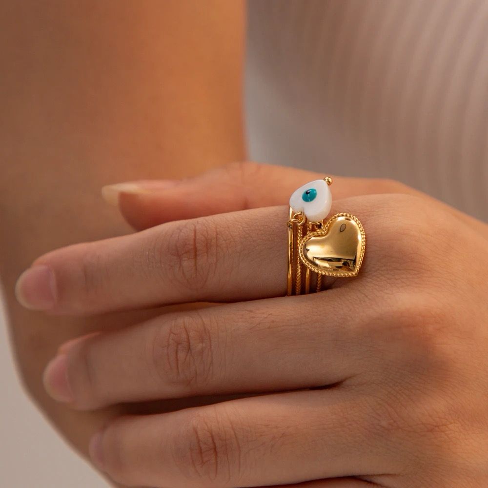 Evil Eye & Heart Ring