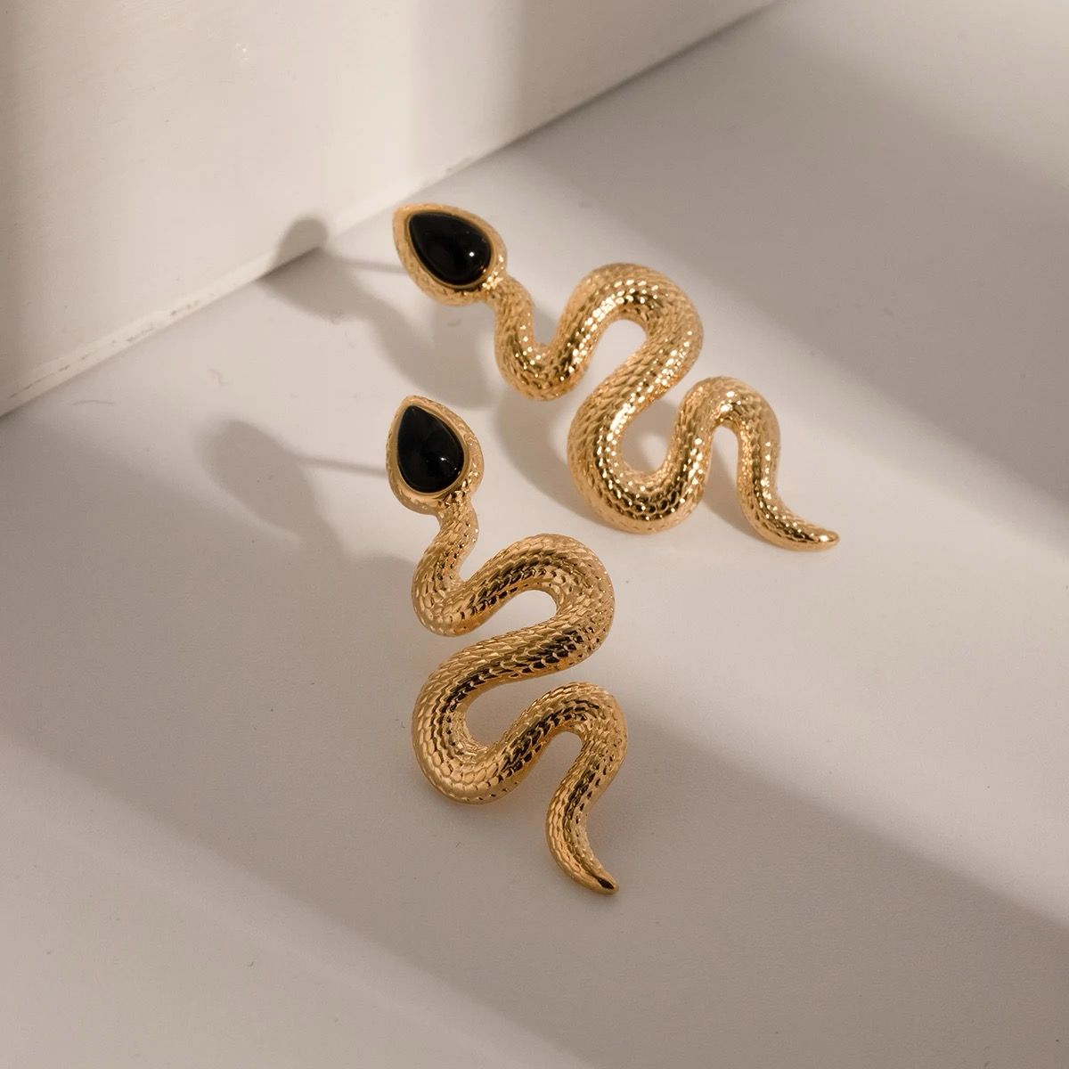 Gold Snake Earrings