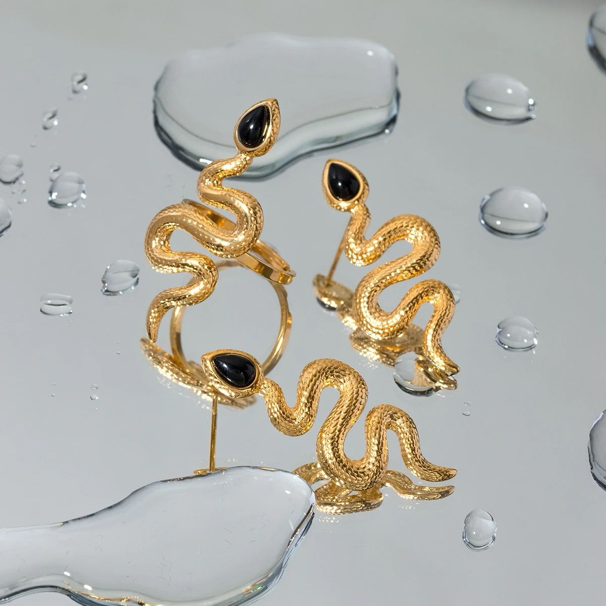 Gold Snake Earrings