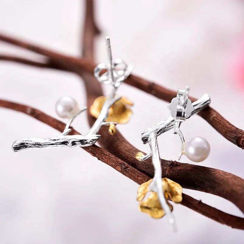 Flower Earrings with Pearl