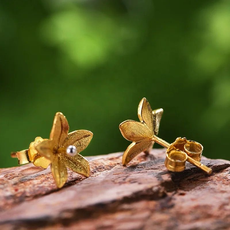 Gold Flower Earrings