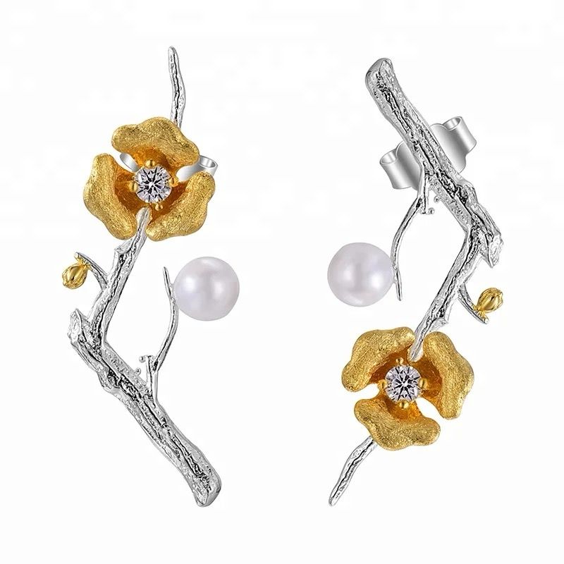 Flower Earrings with Pearl