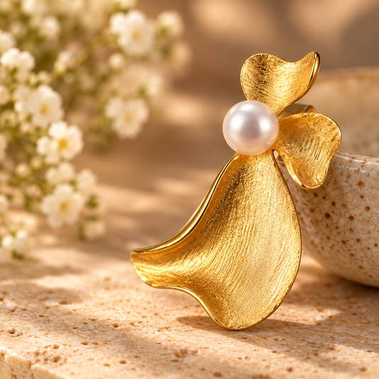Golden Bloom Pearl Statement Earrings
