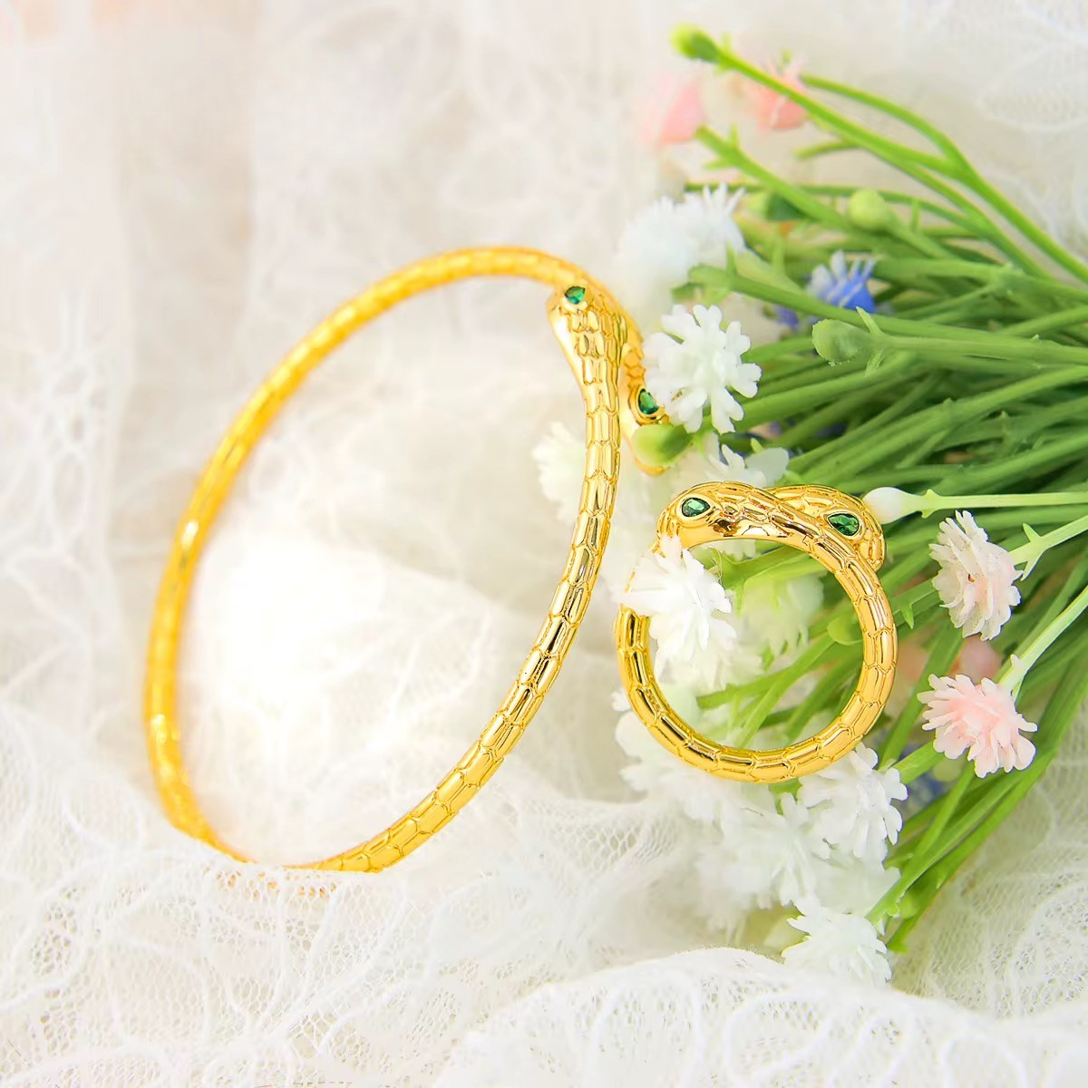 Gold Serpent Bangle