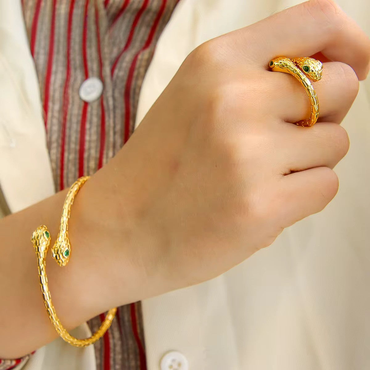 Gold Serpent Bangle