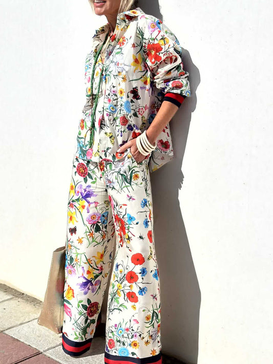 Floral Printed Casual Shirt Trouser Set