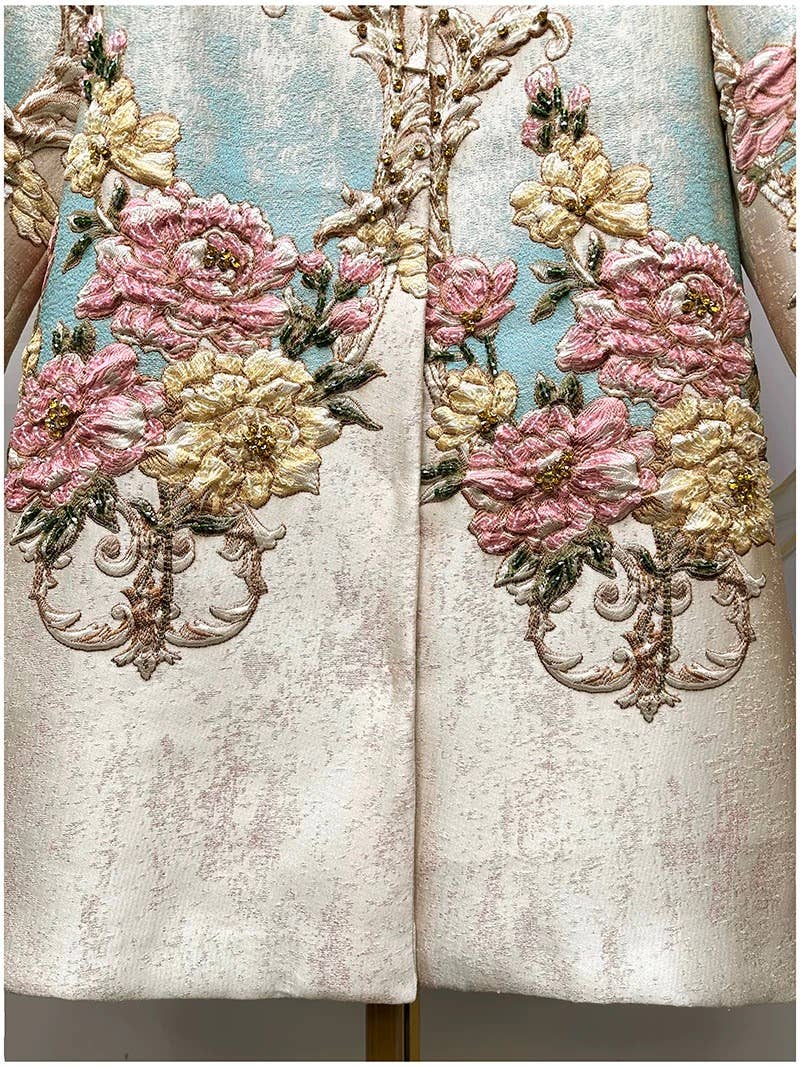 Jacquard Embossed Beaded Nine Sleeve Coat