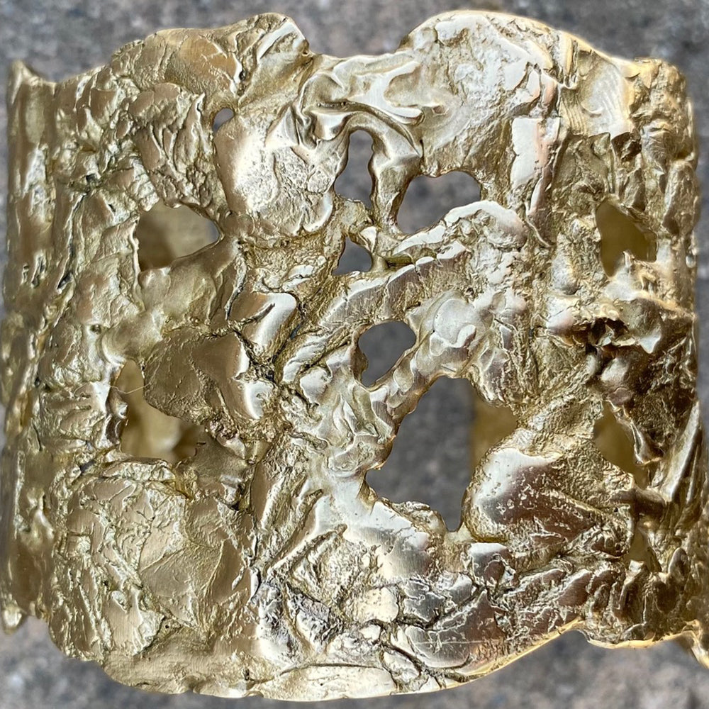 Stainless Steel Wide Textured Bracelet
