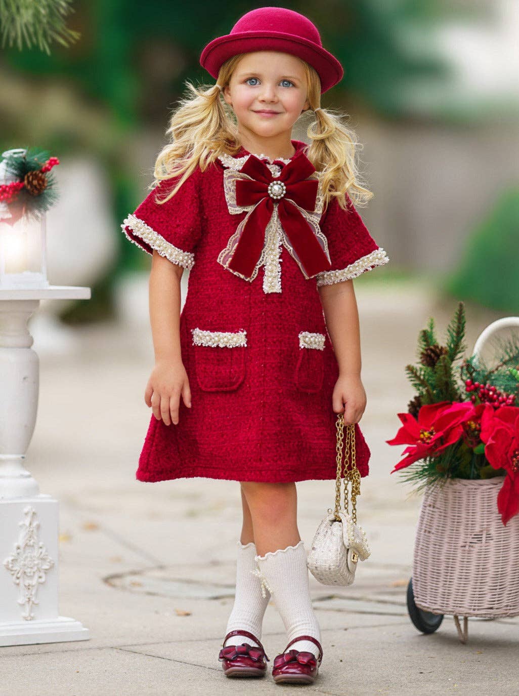Cozy Meets Chic Burgundy Tweed Dress: Burgundy