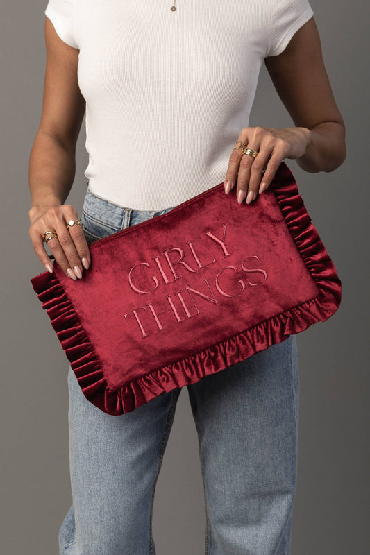 Girly Things Ruffle Travel Pouch