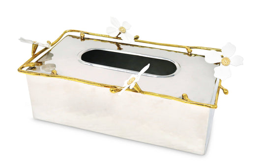 Tissue Box Cover with Jewel Flowers Design, 11"