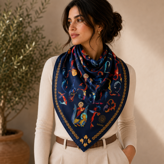 Trchnagir Armenian Alphabet Poly Silk Scarf 5