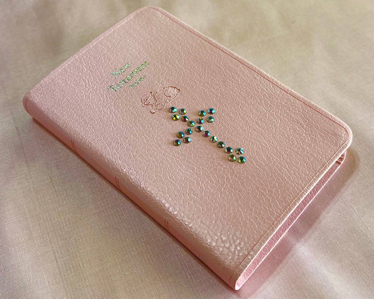 Baby Bible W/ Our Fine Crystal Cross: White