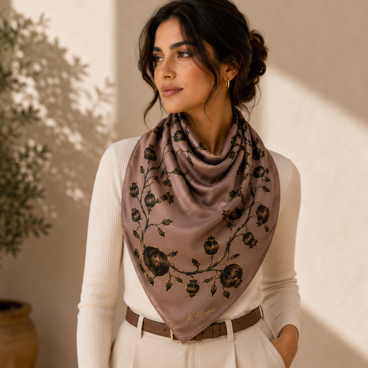 Batik Pomegranate Silk Scarf square