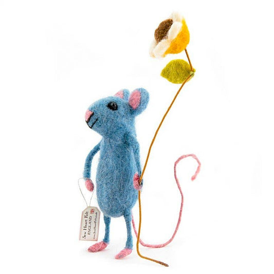 Blue Mouse Holding a Flower