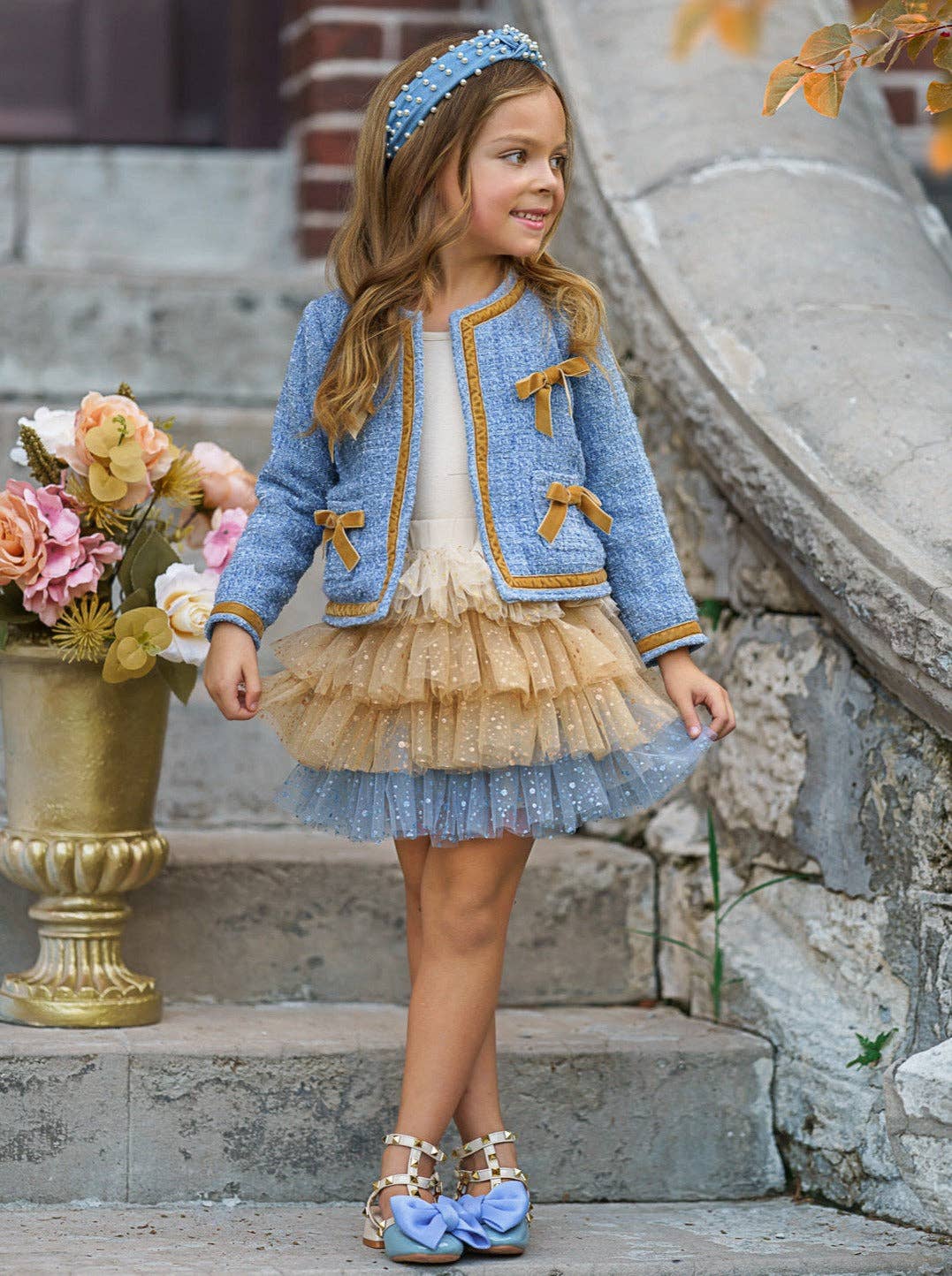 Hello Darling Blue Tweed Jacket & Tulle Skirt