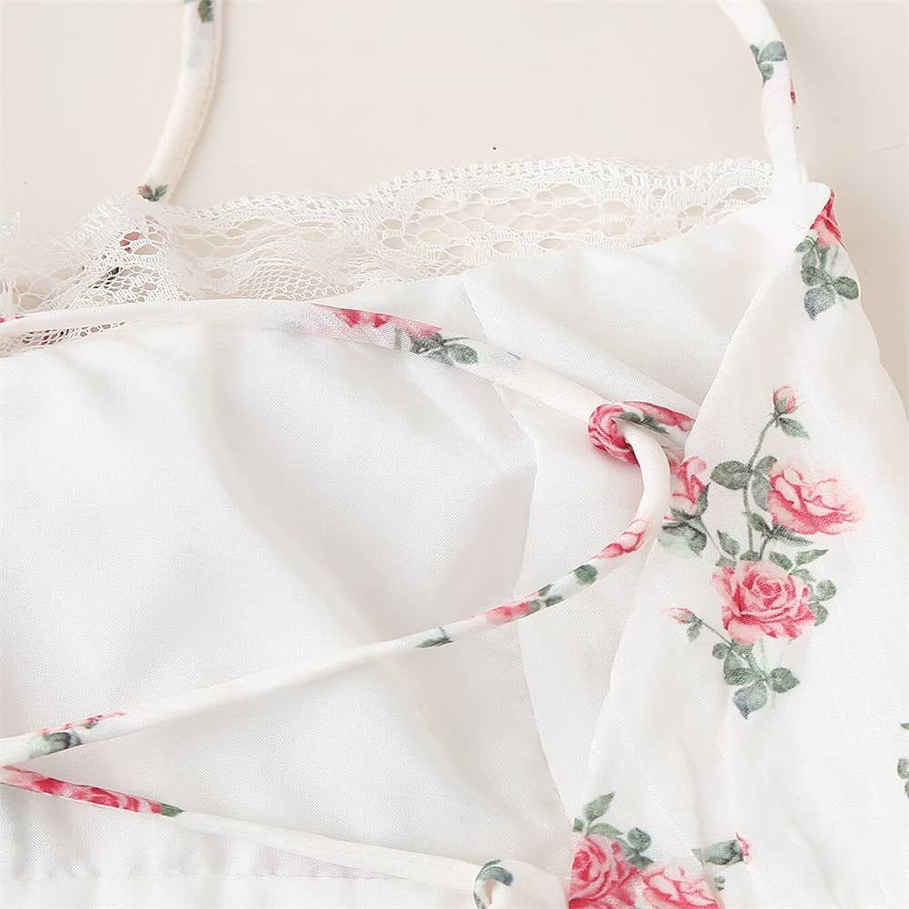 Floral sheer mesh lace patchwork halter maxi flare dress: Floral