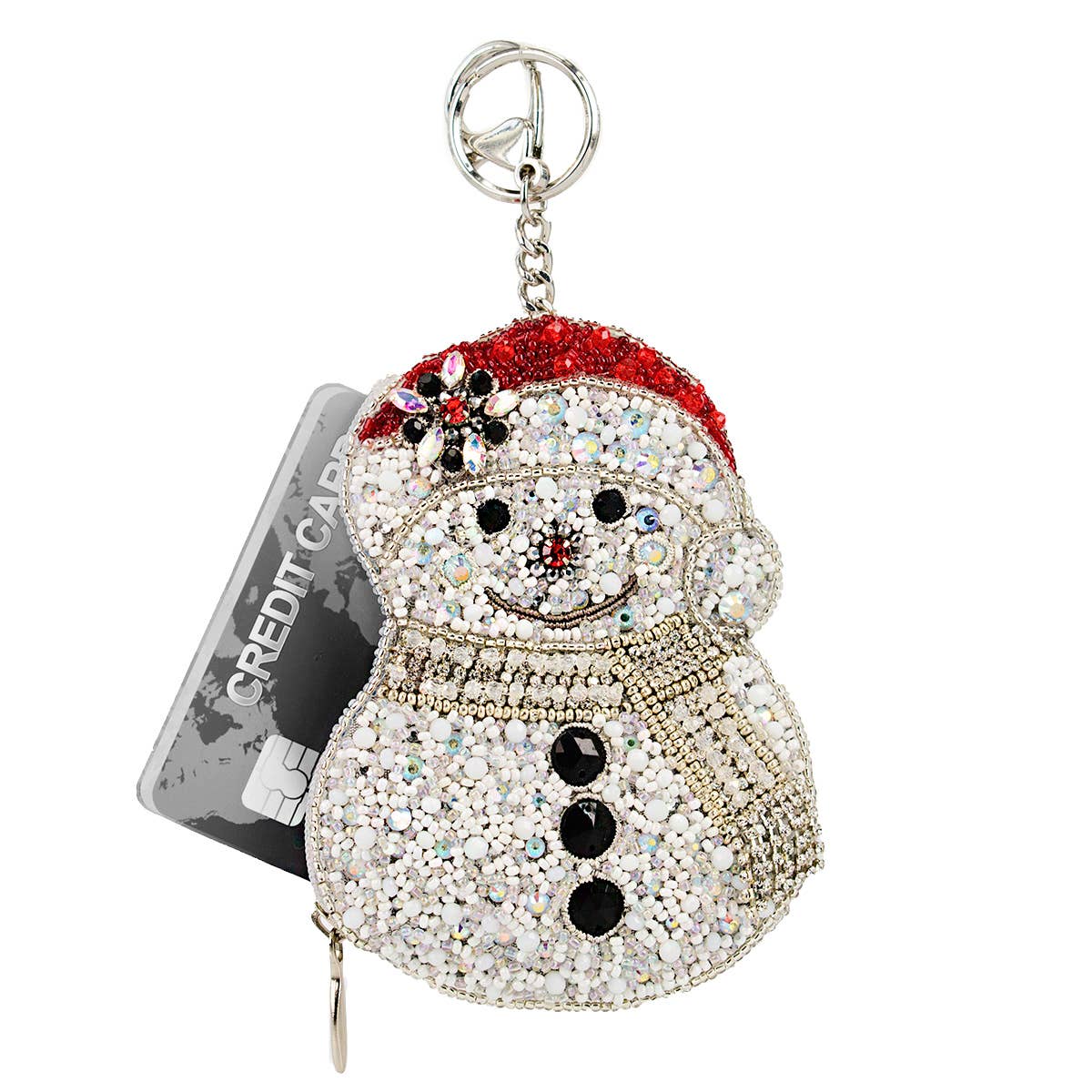 Ice Breaker Beaded Snowman Coin Purse