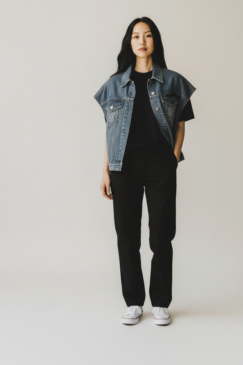 Sleeveless Loose Denim Jacket