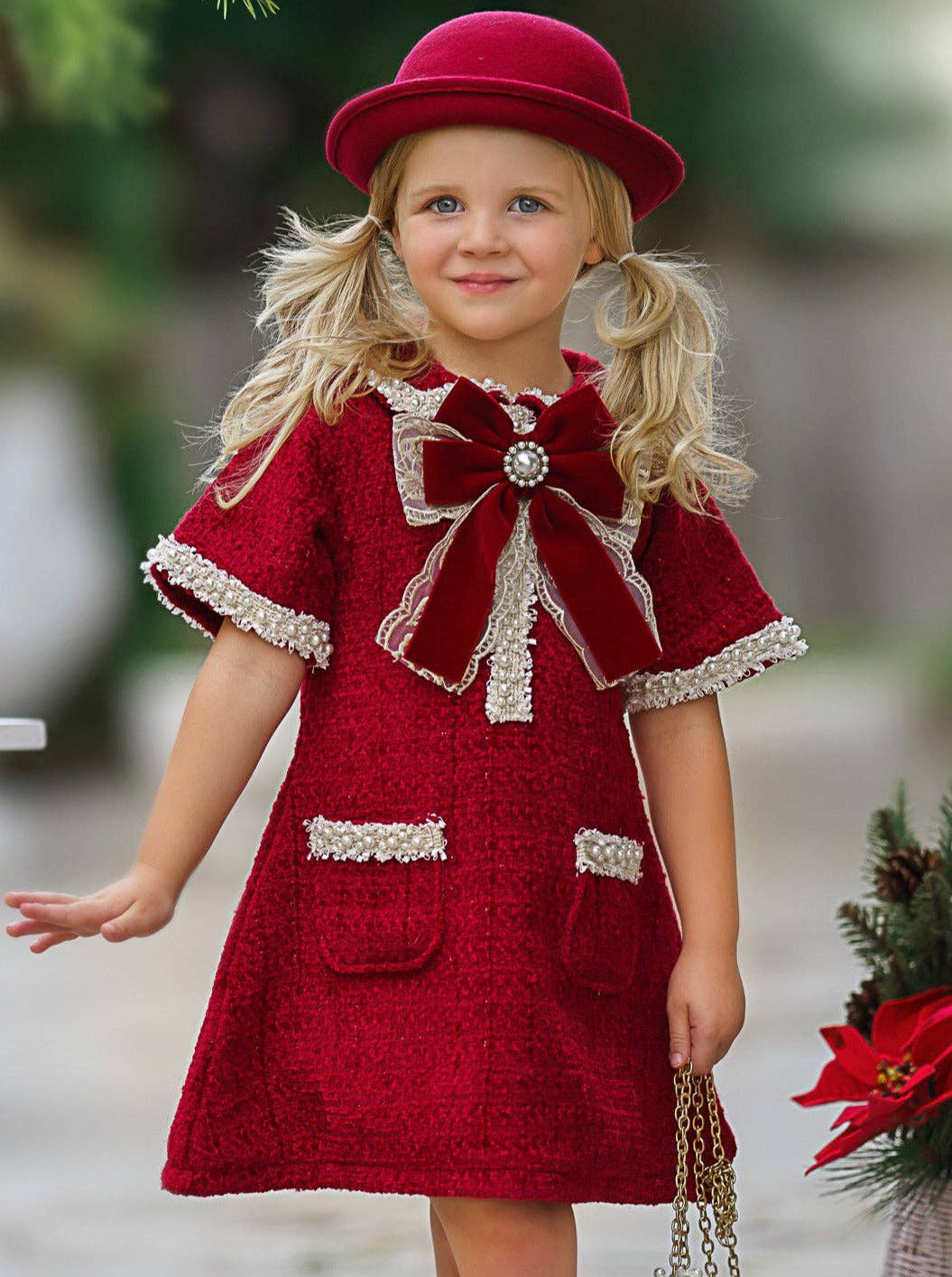 Cozy Meets Chic Burgundy Tweed Dress: Burgundy