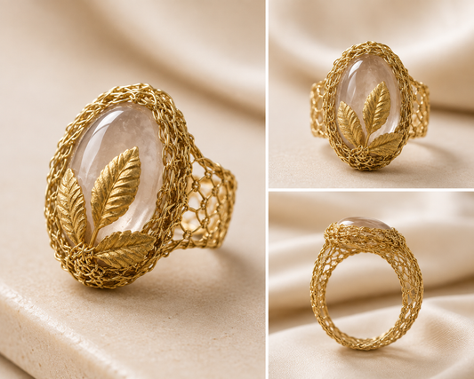 Clear Jasper Botanical Statement Ring