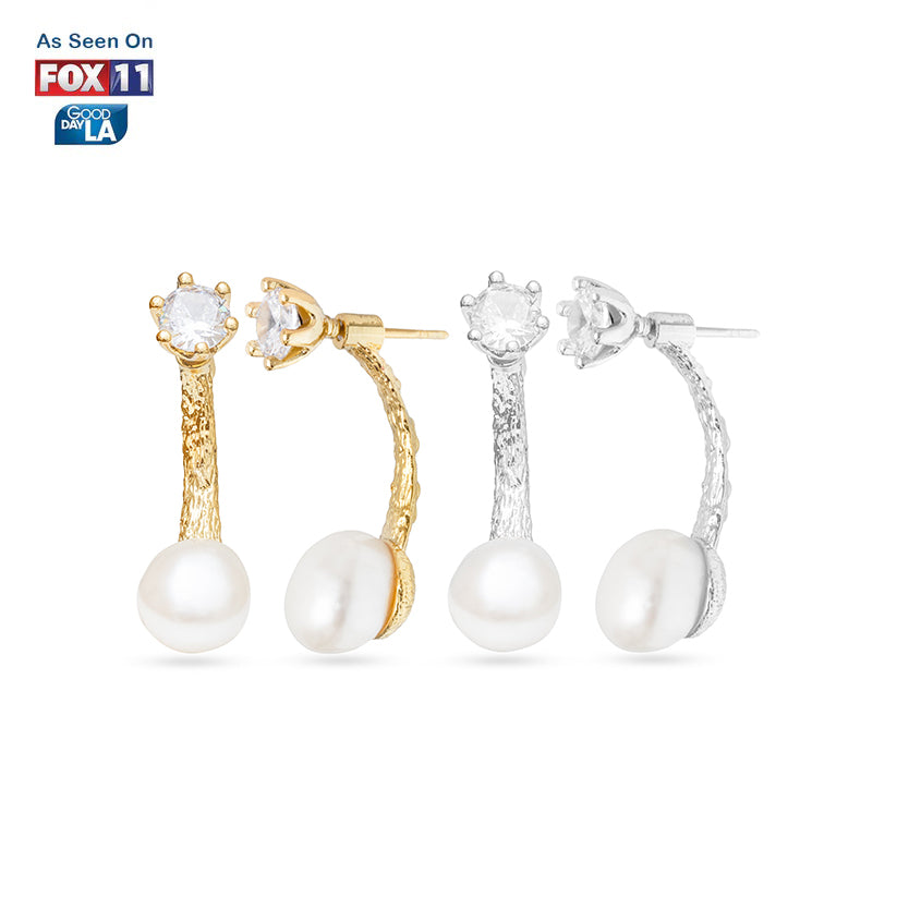 Nature's Elegance Branch Earrings with Diamond & Pearl