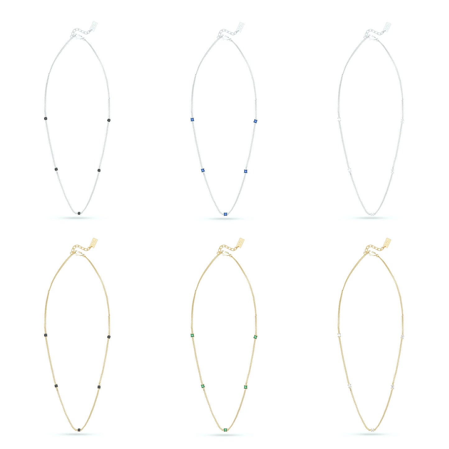 AC Gold Plated Necklace with Colored Zircon Gemstone