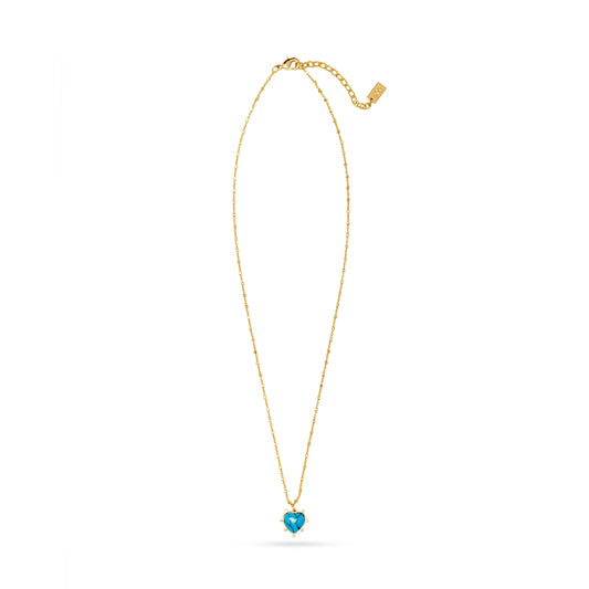 Heart-Shaped Turquoise Necklace with Zircon Gemstones