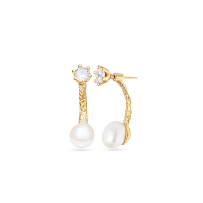 Nature's Elegance Branch Earrings with Diamond & Pearl