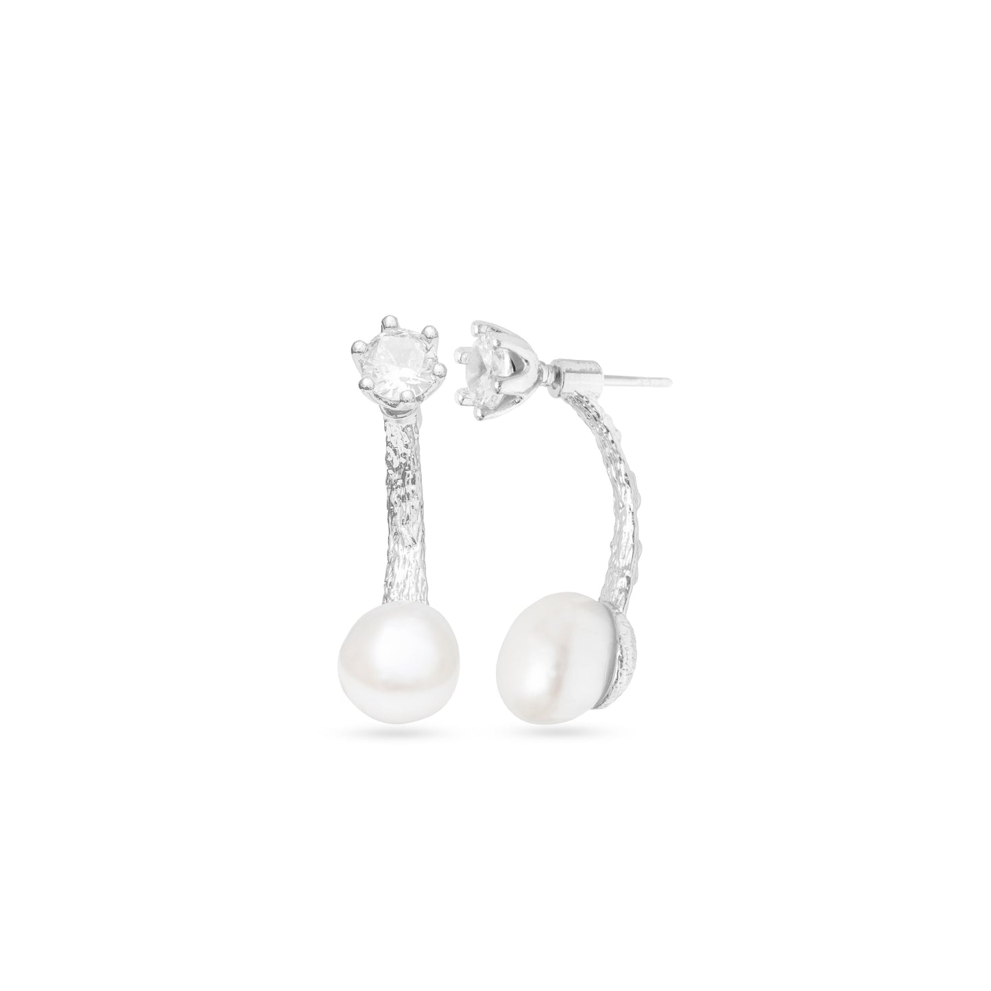 Nature's Elegance Branch Earrings with Diamond & Pearl