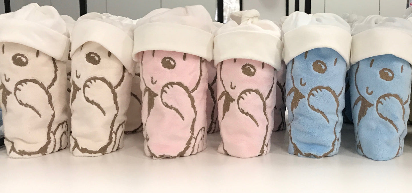 Security Blanket with Beanie | Bear Embroidered
