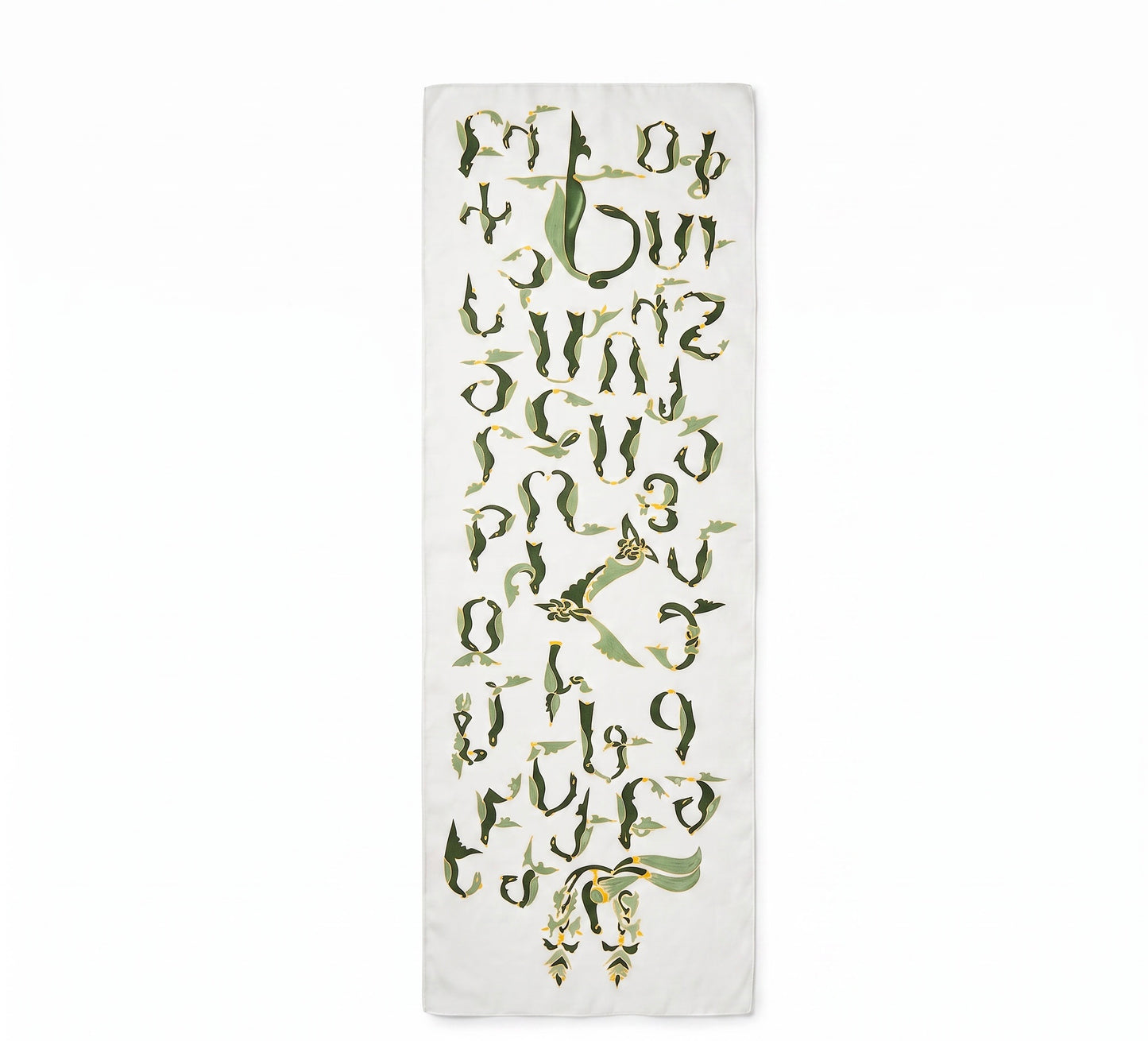 Batik Armenian Alphabet Silk Scarf 2