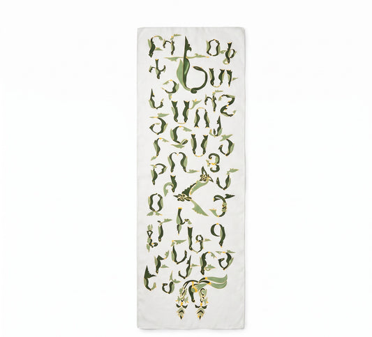 Batik Armenian Alphabet Silk Scarf 2