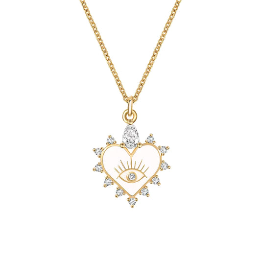 Evil Eye Heart Halo Necklace