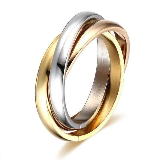 Gold Plated Triple Circle Rings