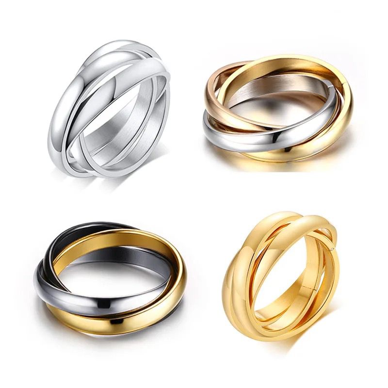 Gold Plated Triple Circle Rings
