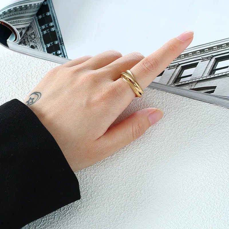 Gold Plated Triple Circle Rings
