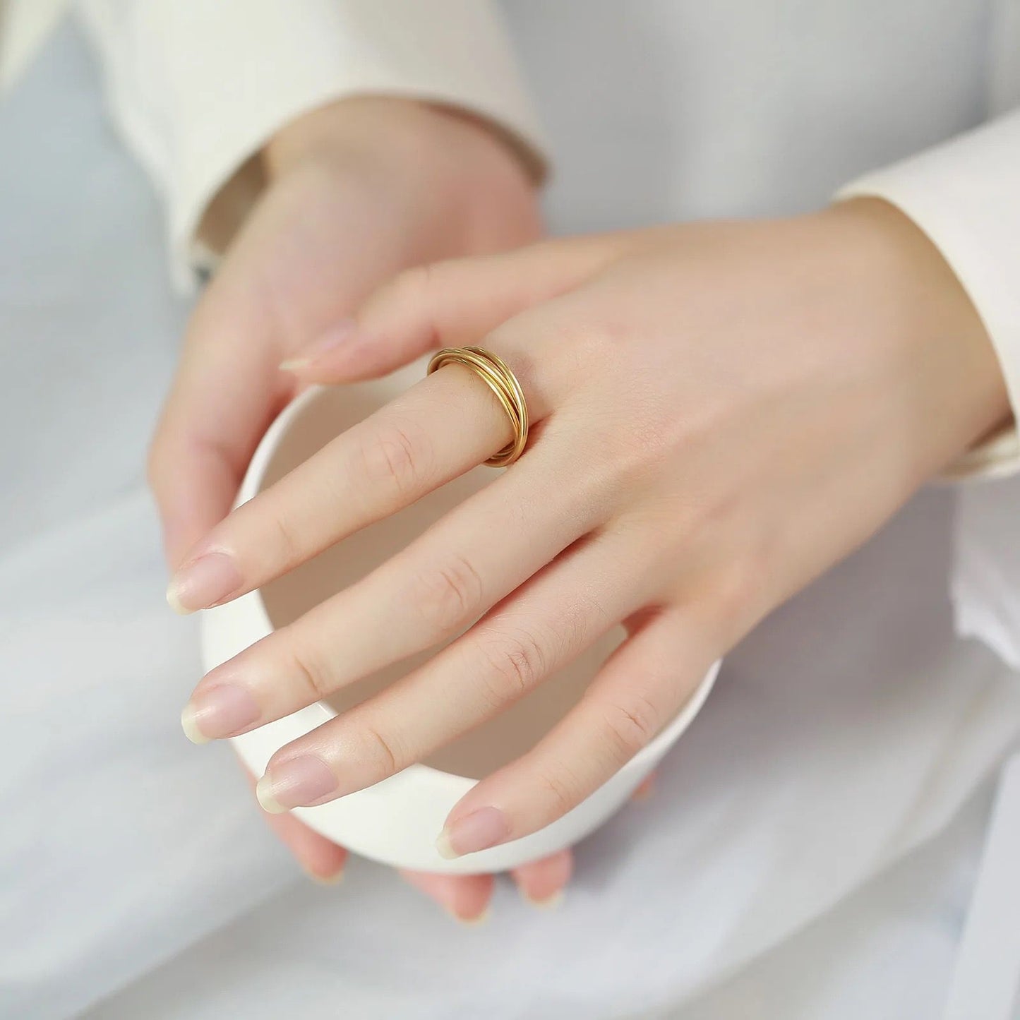 Gold Plated Triple Circle Rings