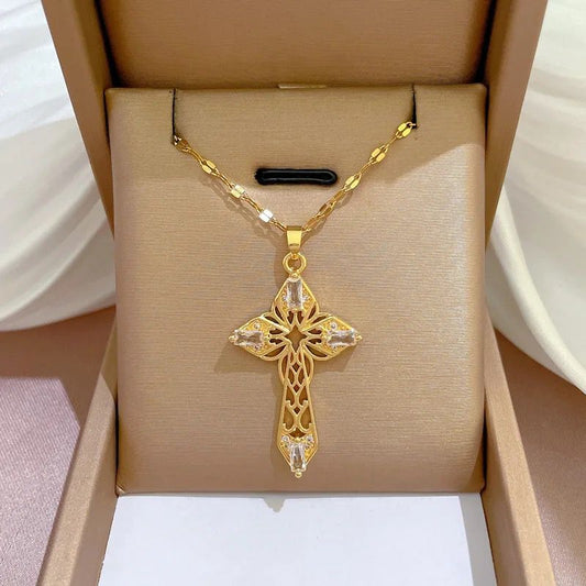 Radiant Golden Cross Pendant