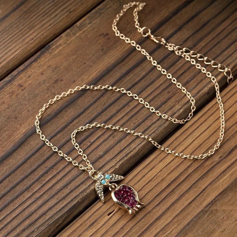 Gilded Pomegranate Necklace with Gemstones