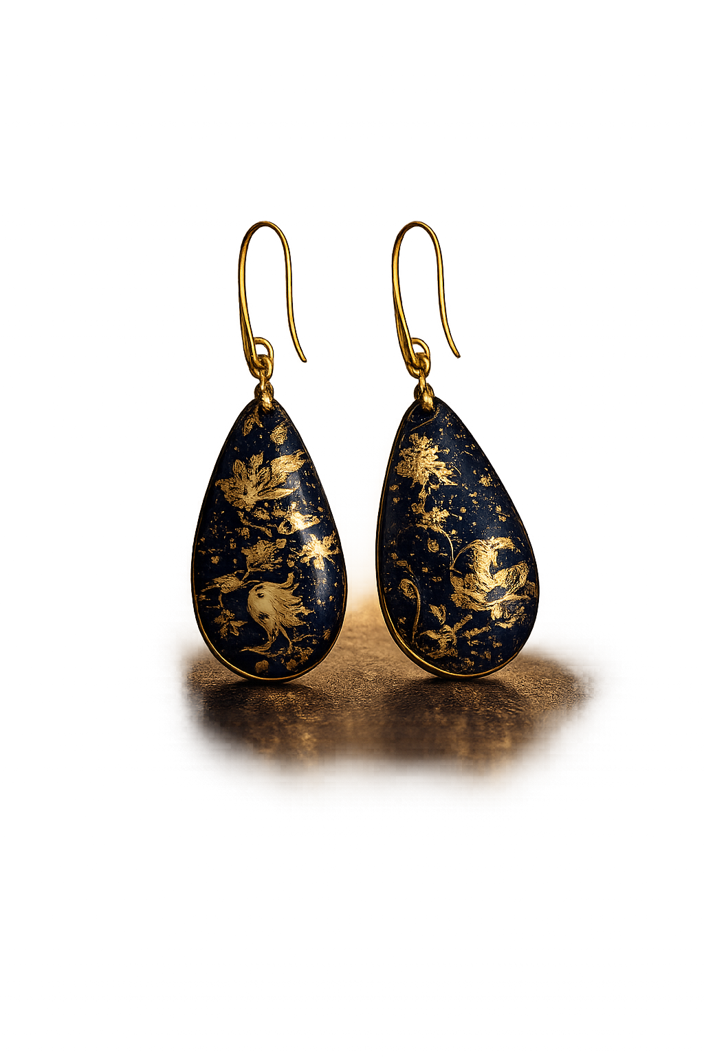 Handmade Blue Porcelain Teardrop Earrings