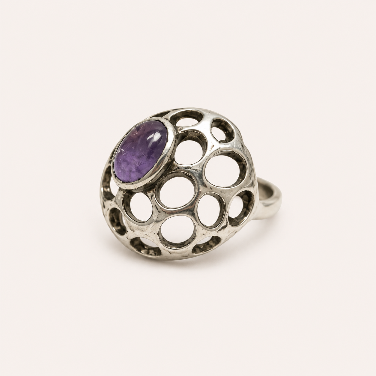 Amethyst Openwork Statement Ring